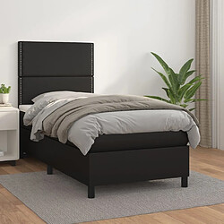 Maison Chic Structures de lit + matelas,Lit à sommier tapissier avec matelas Noir 100x200 cm Similicuir -MN55295