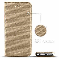 Moozy Case Flip Cover pour Huawei P30 Lite, Or - Étui à Rabat Magnétique Intelligent avec Porte-Cartes et Support pas cher