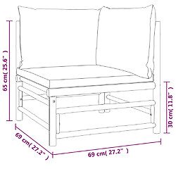 vidaXL Canapé d'angle de jardin avec coussins taupe bambou pas cher