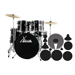 Semi XDrum 20"" Studio Set de Batterie noir + Set de sourdine de batterie 