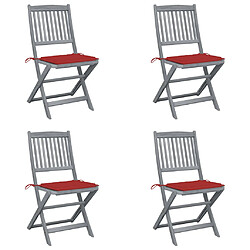 vidaXL Chaises pliables d'extérieur lot de 4 et coussins Bois d'acacia