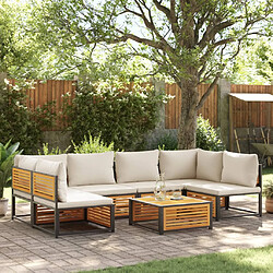 vidaXL Salon de jardin avec coussins 7 pcs bois massif d'acacia