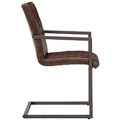 Avis vidaXL Chaises à manger cantilever lot de 2 marron cuir véritable