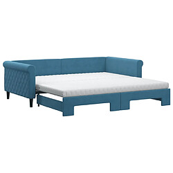 Maison Chic Lit de jour avec lit gigogne et matelas, Lit de repos Lit d'invité pour Salon Chambre,Canapé-lit bleu 100x200 cm velours -MN67266