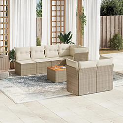 vidaXL Salon de jardin avec coussins 8 pcs beige résine tressée 