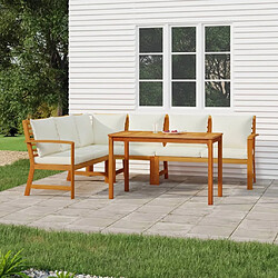 Maison Chic Ensemble à manger d'extérieur 5 pcs avec coussins,Salon de jardin,Mobilier de jardin Bois acacia -GKD178318