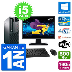 PC Lenovo M81 SFF Ecran 27" Intel i5-2400 RAM 16Go Disque 500Go Windows 10 Wifi - Occasion