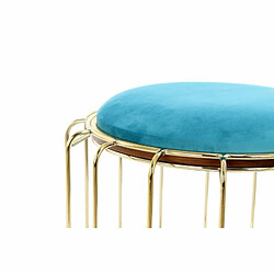 Paris Prix Pouf & Table d'Appoint Comfortable 50cm Turquoise & Or