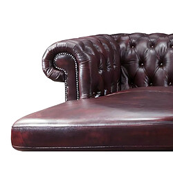 Avis Vente-Unique Canapé d'angle chesterfield BRENTON 100% cuir de buffle - Bordeaux- Angle droit