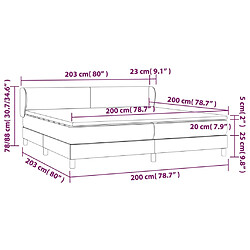 vidaXL Sommier à lattes de lit et matelas Noir 200x200 cm Velours pas cher