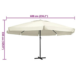 Acheter vidaXL Parasol de jardin avec mât en aluminium 600 cm Blanc sable