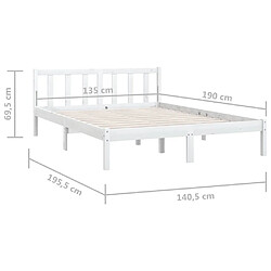 vidaXL Cadre de lit sans matelas blanc bois massif pas cher