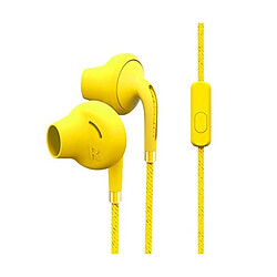 Totalcadeau Casques boutons avec microphone Style 2+ 3 mW Couleur - Jaune pas cher