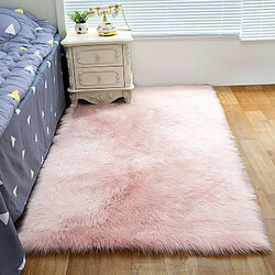 LUUCOZK Tapis Moelleux en Fausse Fourrure Tapis Shaggy pour Chambre à Coucher Salon-Rose Clair-100x180cm rectangulaire