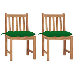 vidaXL Chaises de jardin lot de 2 avec coussins Bois de teck massif