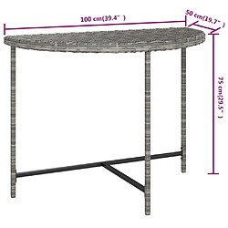 vidaXL Table de jardin Gris 100x50x75 cm Résine tressée pas cher