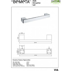 Bemeta - Maison De La Tendance Barre d'appui, barre de maintien VIA en chrome 32 x 4 x6 cm