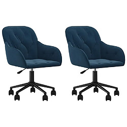 vidaXL Chaises pivotantes à manger lot de 2 Bleu Velours