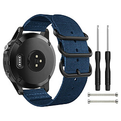 Wewoo Bracelet pour montre connectée Garmin Fenix 5 en nylon à trois anneaux Mazarine