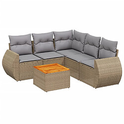 vidaXL Salon de jardin avec coussins 6 pcs beige résine tressée