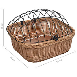 vidaXL Panier avant de vélo avec couvercle 50x45x35 cm Saule naturel pas cher