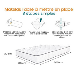 Acheter Visiodirect Matelas réversible ROMA, King Size, 180x200 cm, en mousse Memosoft100 à mémoire de forme