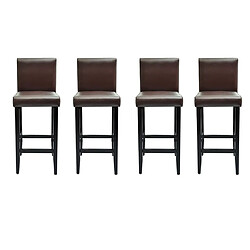 vidaXL Tabourets de bar lot de 4 marron foncé similicuir