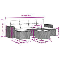 vidaXL Salon de jardin avec coussins 7 pcs gris résine tressée pas cher