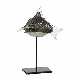 Paris Prix Statue Déco en Verre Poisson 30cm Gris & Noir