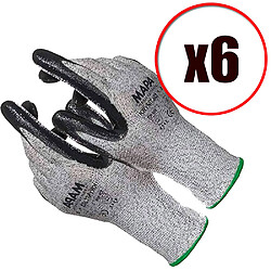 Mapa Lot de 6 paires de gants de travail tricot anti coupure Krynit 563 EN388 EN 420