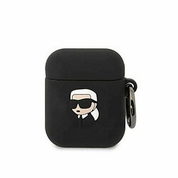 Karl Lagerfeld KLA2RUNIKK Coque pour Airpods 1/2 Noir Silicone Karl Head 3D 