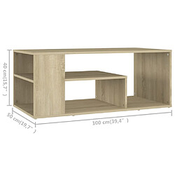 vidaXL Table basse chêne sonoma 100x50x40 cm bois d'ingénierie pas cher