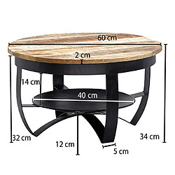 Avis Mes Table basse double plateau 60x60x34 cm en manguier et fer