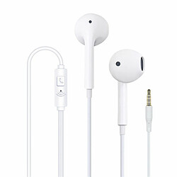 Casque Filaire Avec Microphone Appels Mains Libres Caisson De Basses Musique Bouchons D'Oreille Écouteurs Blanc