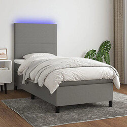 vidaXL Sommier à lattes de lit et matelas et LED Gris foncé 100x200 cm 