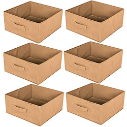 Toilinux Lot de 6 boites de rangement pliables en tissus avec poignée - 30x30x15cm - Rose pêche