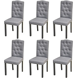 Decoshop26 Lot de 6 chaises de salle à manger cuisine style moderne dossier capitonné tissu gris CDS022506 