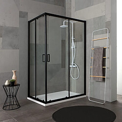 Kiamami Valentina CABINE DOUCHE 80X100 H 190 PROFILE NOIR OPAQUE CRISTAL TRANSPARENT | CITY