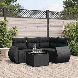 vidaXL Salon de jardin 5 pcs avec coussins noir résine tressée 