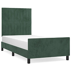 Maison Chic Cadre/structure de lit avec tête de lit pour adulte - Lit Moderne Chambre Vert foncé 100x200 cm Velours -MN83821