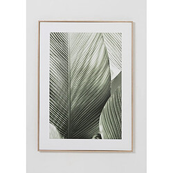 Pegane Ensemble de 2 tableaux imprimés de feuilles vertes avec un cadre en bois effet chêne - Longueur 100 x Profondeur 4 x Hauteur 70cm