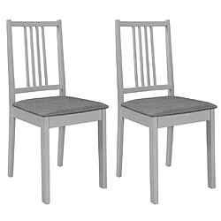 vidaXL Chaises à manger avec coussins lot de 2 gris bois solide 