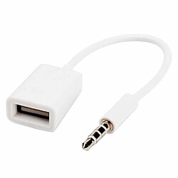 INECK® auxiliaire vers USB prise jack audio auxiliaire 3,5 mm mâle vers USB 2.0 femelle câble convertisseur Cordon câble convertisseur pour auto