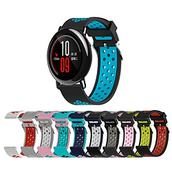 Wewoo Bracelet pour montre connectée Dragonne sport en silicone bicolore Xiaomi Huami Amazfit Bip Lite version 22 mm blanc bleu