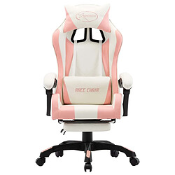 Maison Chic Fauteuil de jeux vidéo avec repose-pied,Fauteuil Gamer du Bureau Rose et blanc Similicuir -MN14202