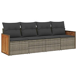 vidaXL Salon de jardin 4 pcs avec coussins gris résine tressée