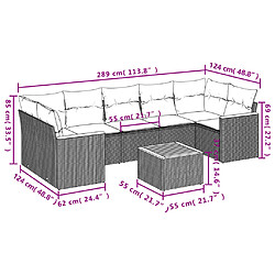 Avis vidaXL Salon de jardin avec coussins 8 pcs beige résine tressée