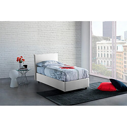 Autrement Talamo Italia Anna lit simple avec conteneur, Made in Italy, en tissu amovible, 80x190 cm, avec ouverture latérale, Blanc, avec matelas inclus. 