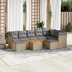 Maison Chic Salon de jardin avec coussins 10 pcs | Ensemble de Table et chaises | Mobilier d'Extérieur beige résine tressée -GKD75999