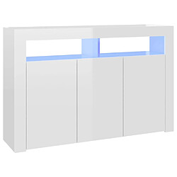 Maison Chic Buffet commode,console avec lumières LED pour rangement blanc brillant 115,5x30x75 cm -MN90439